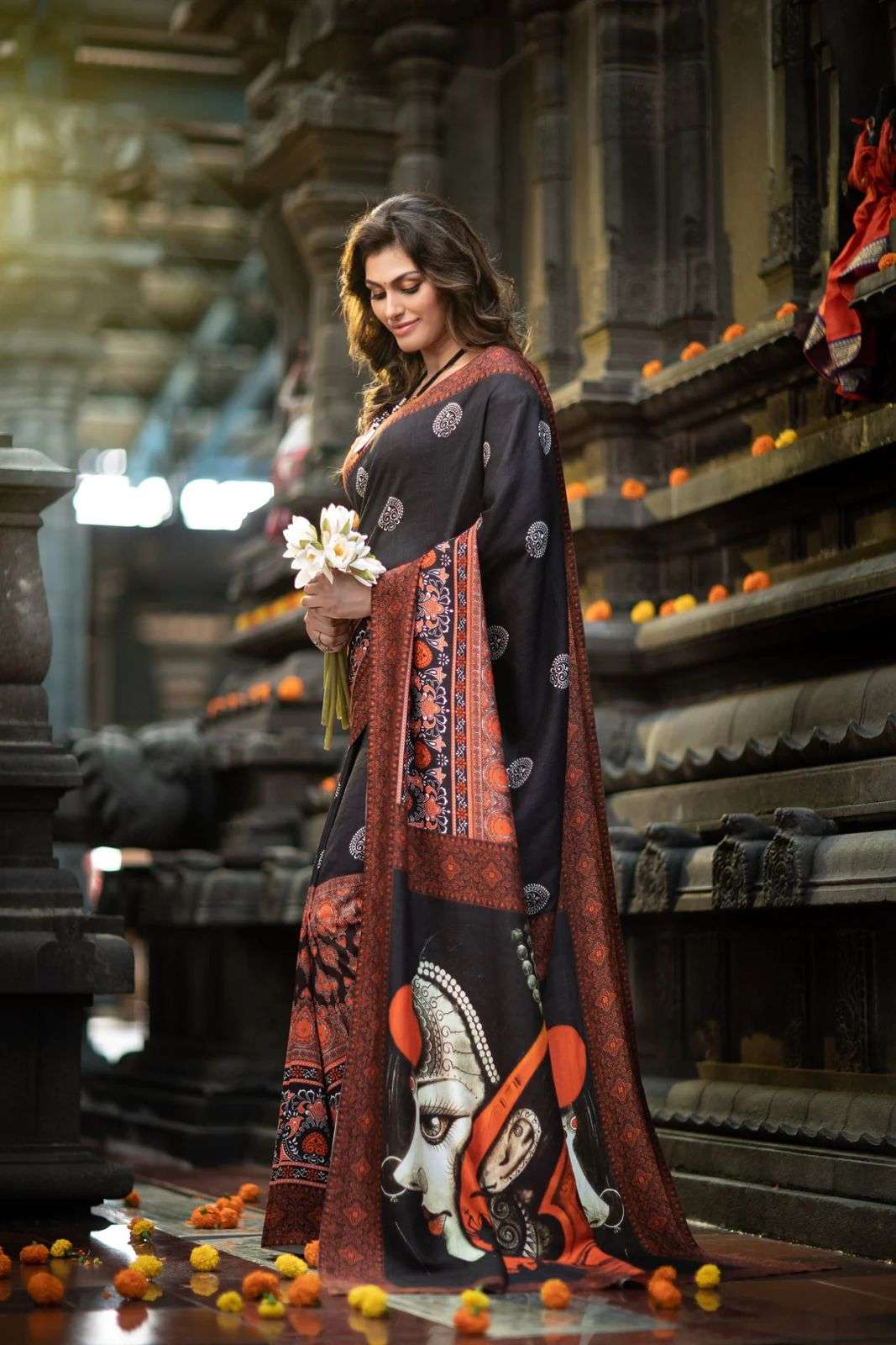 NT-541 BY AQSAWHOLESALE CREPE SILK PRINT FESTIVE WEAR SAREE