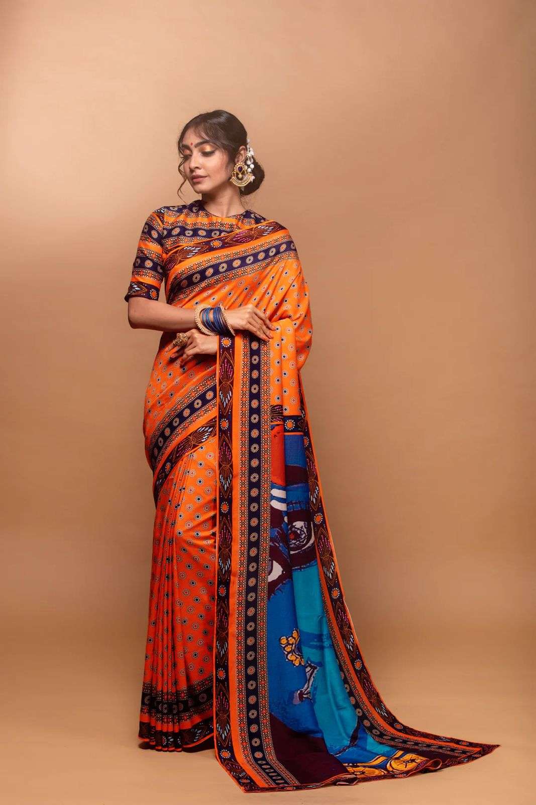 NT-542 BY AQSAWHOLESALE CREPE SILK PRINT NAVRATRI SAREE