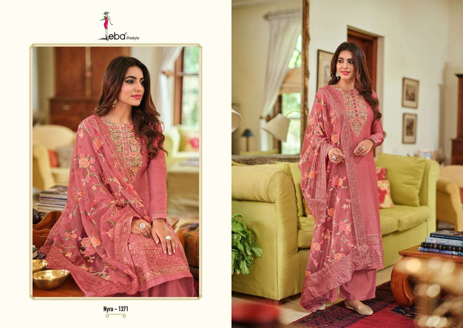 NYRA VOL-3 HITLIST BY EBA LIFESTYLE 1371 TO 1374 SERIES VISCOSE SILK EMBROIDERY DRESSES