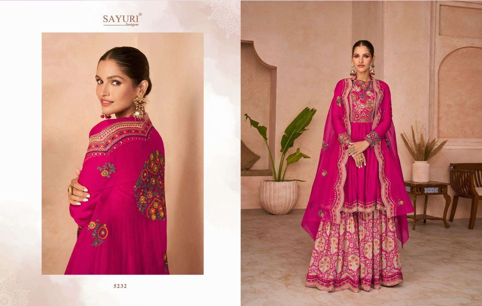 OCCASION 5232 HIT DESIGN BY SAYURI GEORGETTE SILK HEAVY WORK READYMADE SHARARA SUIT