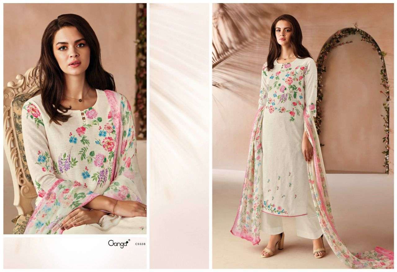 ODIN 358 HIT DESIGN BY GANGA FASHIONS COTTON LINEN EMBROIDERY DRESS