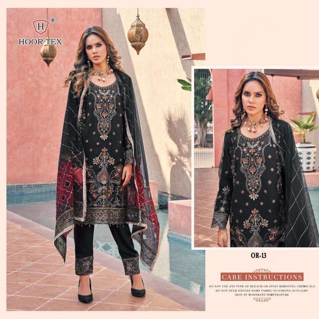 OR-13 COLOURS BY HOOR TEX 13-A TO 13-E SERIES ORGANZA EMBROIDERY PAKISTANI DRESSES