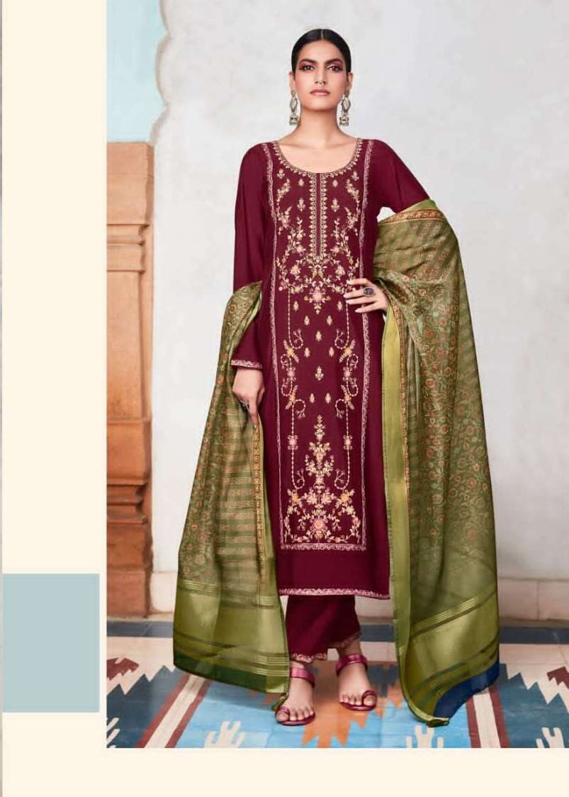 PARNIKA FAREEN BY AQSAWHOLESALE 1001 TO 1006 SERIES ROMAN SILK WORK DRESSES