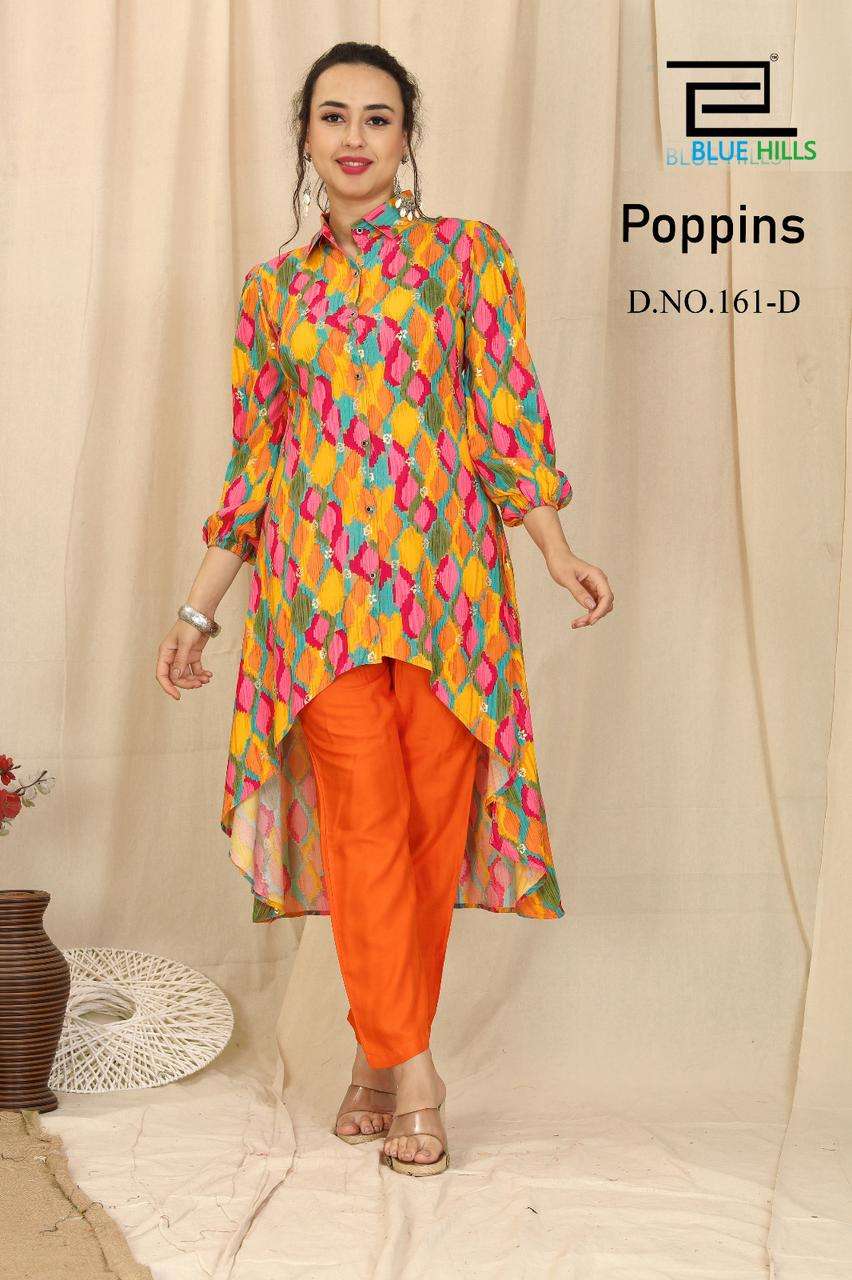 POPPINS BY BLUE HILLS 161-A TO 161-D SERIES RAYON PRINT WORK CO-ORD SETS