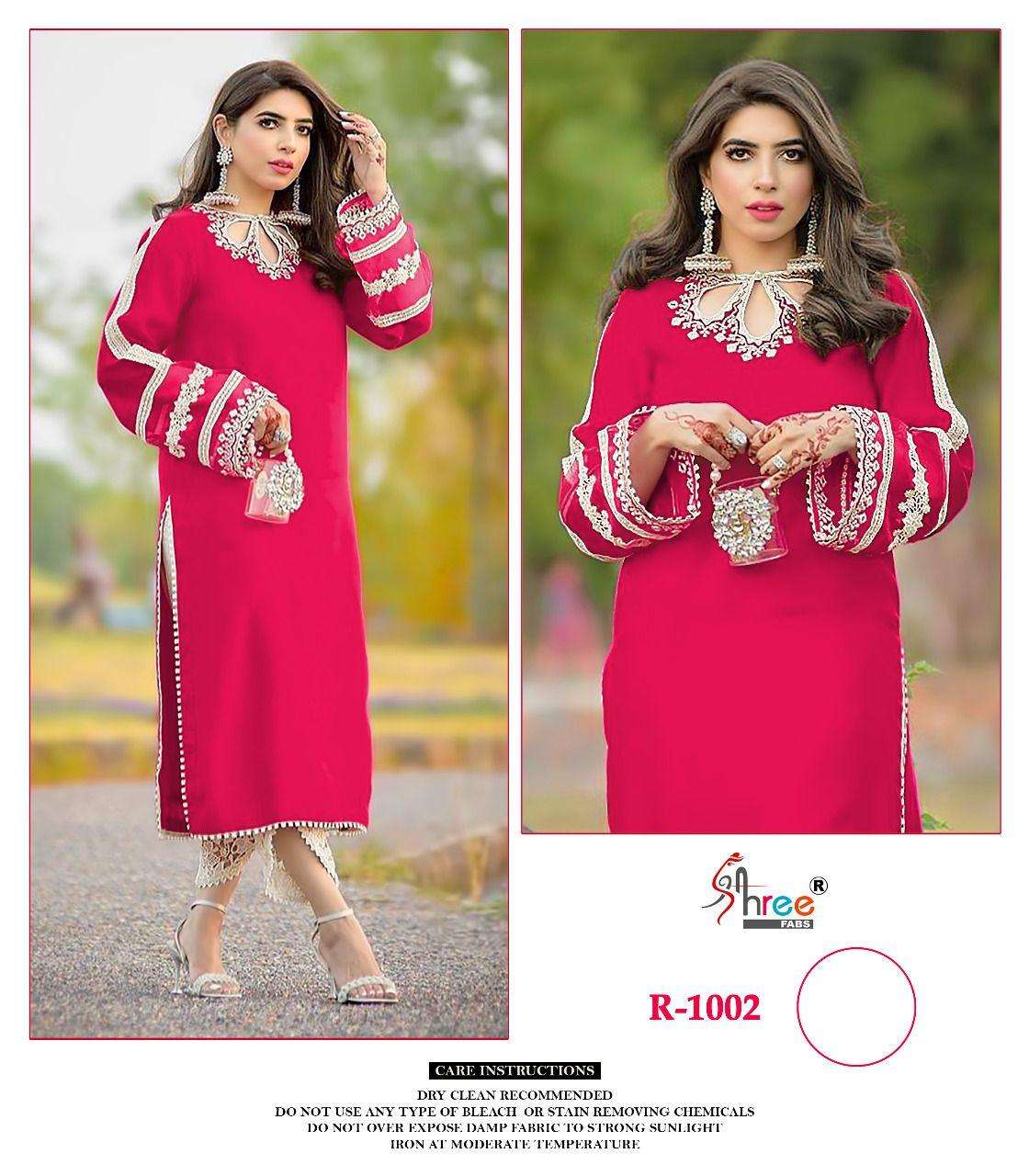 R-1002 COLOURS BY SHREE FABS GEORGETTE EMBROIDERY KURTI AND PANTS