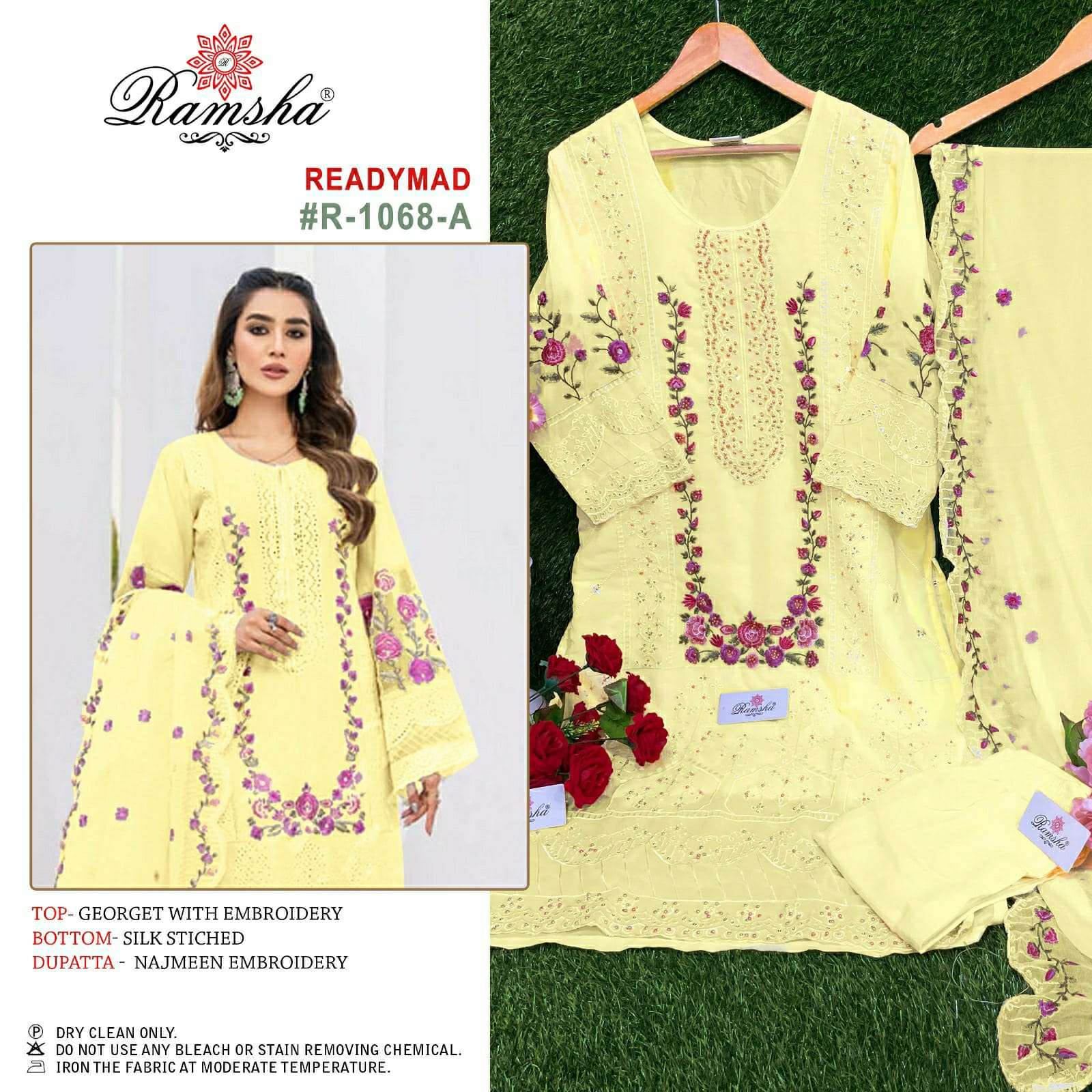 R-1068 NX BY RAMSHA 1068-A TO 1068-B SERIES GEORGETTE EMBROIDERY STITCHED DRESSES