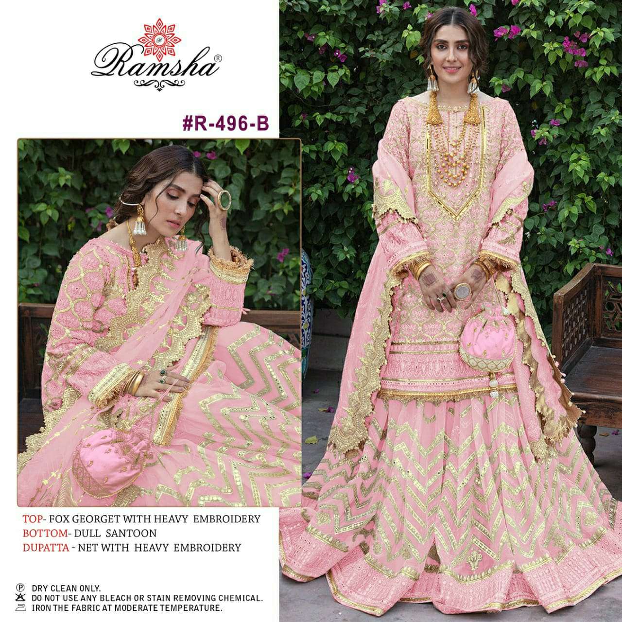 R-496 NX BY RAMSHA 496-B TO 496-D SERIES GEORGETTE EMBRODIERY PAKISTANI DRESSES