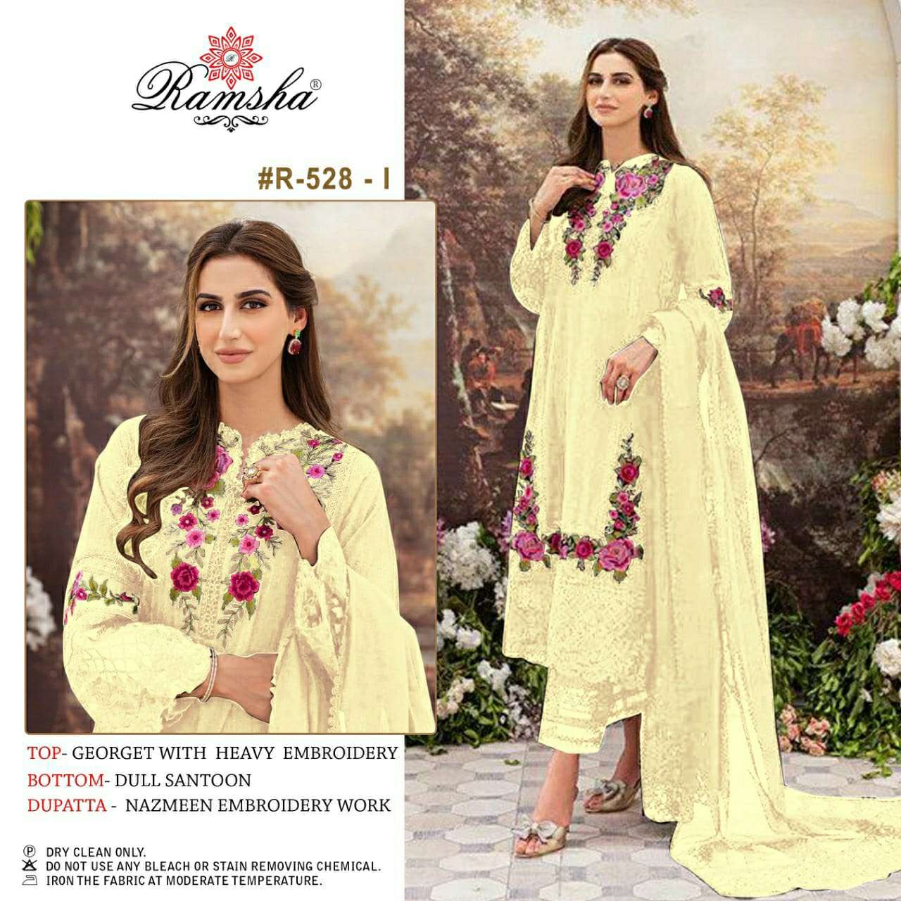 R-528 I HIT DESIGN BY RAMSHA GEORGETTE EMBROIDERY PAKISTANI DRESS