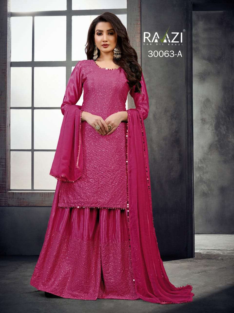 RAAZI 30036 TO 30064 SERIES BY RAMA FASHIONS CHINON EMBROIDERY WORK DRESSES