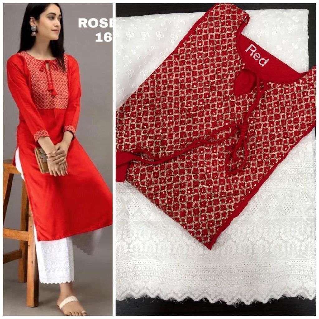 RAFEL VOL-1 BY AQSAWHOLESALE RAYON COTTON EMBROIDERY KURTI AND PANTS