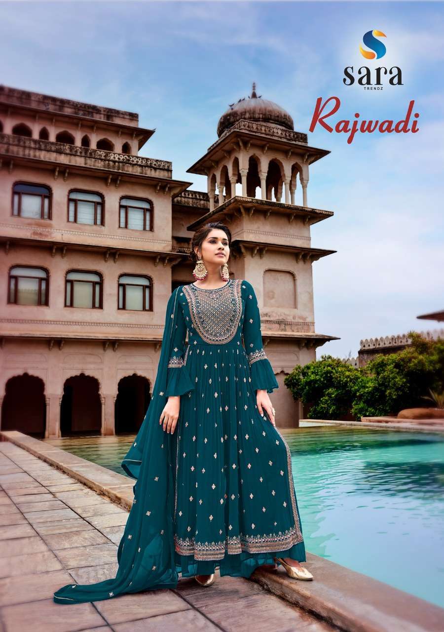 RAJWADI BY SARA TRENDZ 4001 TO 4004 SERIES GEORGETTE EMBRODIERY WORK NAYRA DRESSES