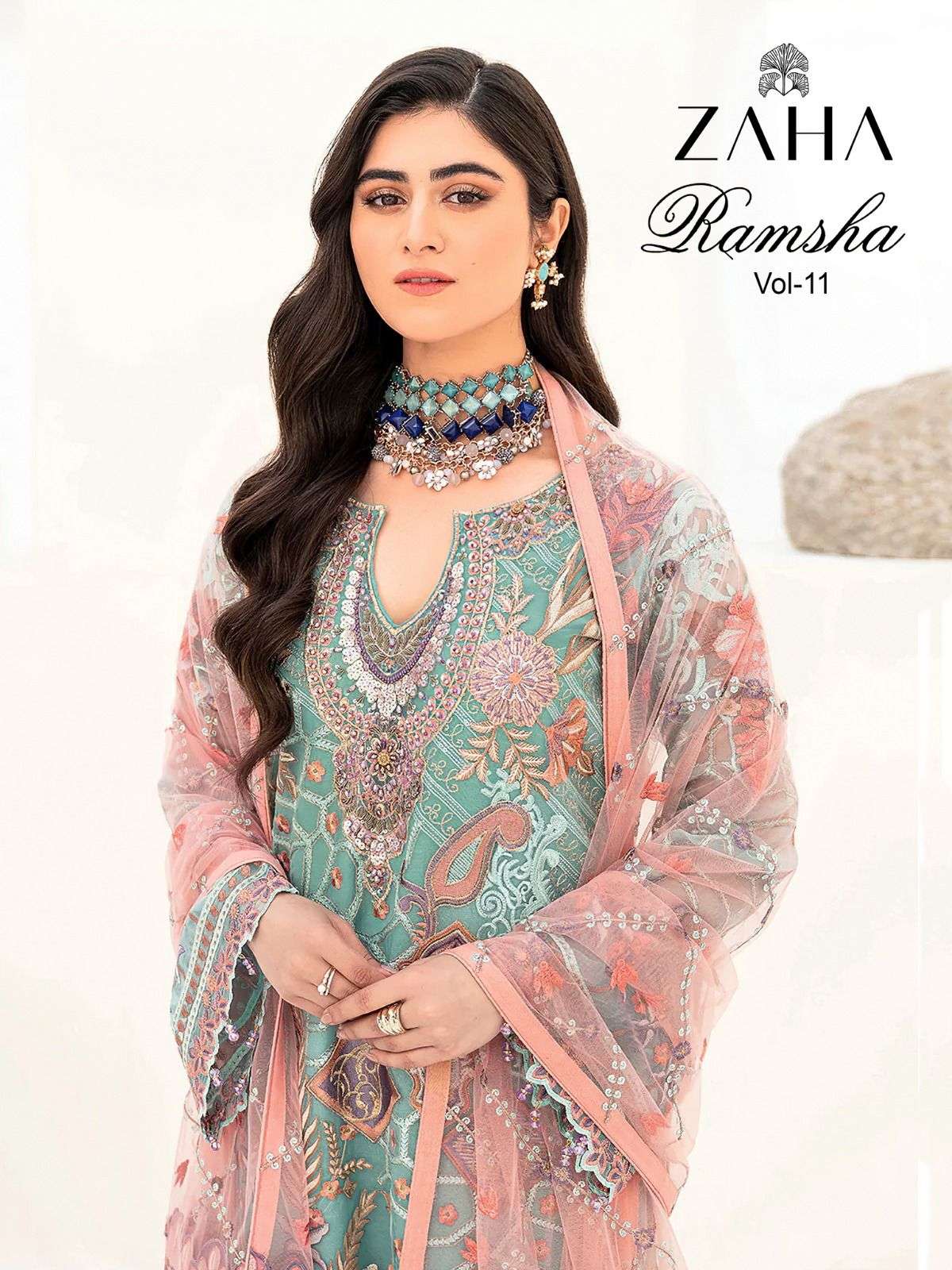 RAMSHA VOL-11 BY ZAHA 10164 TO 10166 SERIES GEORGETTE EMBROIDERY PAKISTANI DRESSES