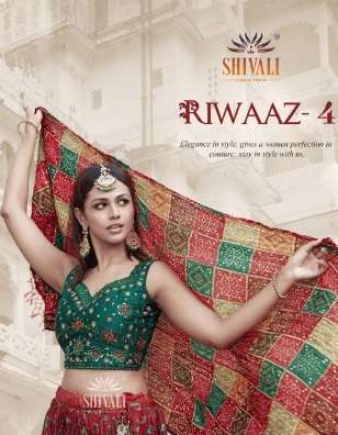 RIWAAZ VOL-4 BY SHIVALI 401 TO 405 SERIES FANCY PRINT WORK CROP TOP LEHENGAS