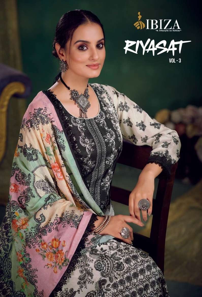 RIYASAT VOL-3 BY IBIZA LIFESTYLE 10403 TO 10406 SERIES MUSLIN EMBROIDERY PAKISTANI DRESSES