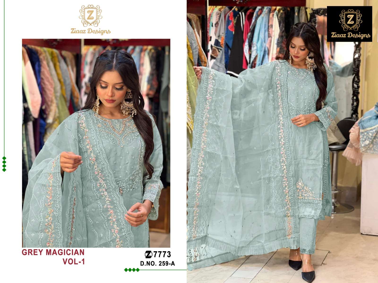 RM-47 HIT DESIGN BY ZIAAZ DESIGNS ORGANZA EMBROIDERY WORK STITCHED DRESS