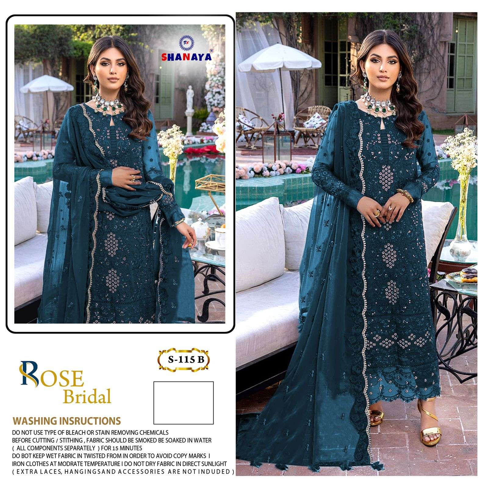 ROSE BRIDAL S-115 A AND S-115 B BY SHANAYA FASHION FAUX GEORGETTE WORK DRESSES