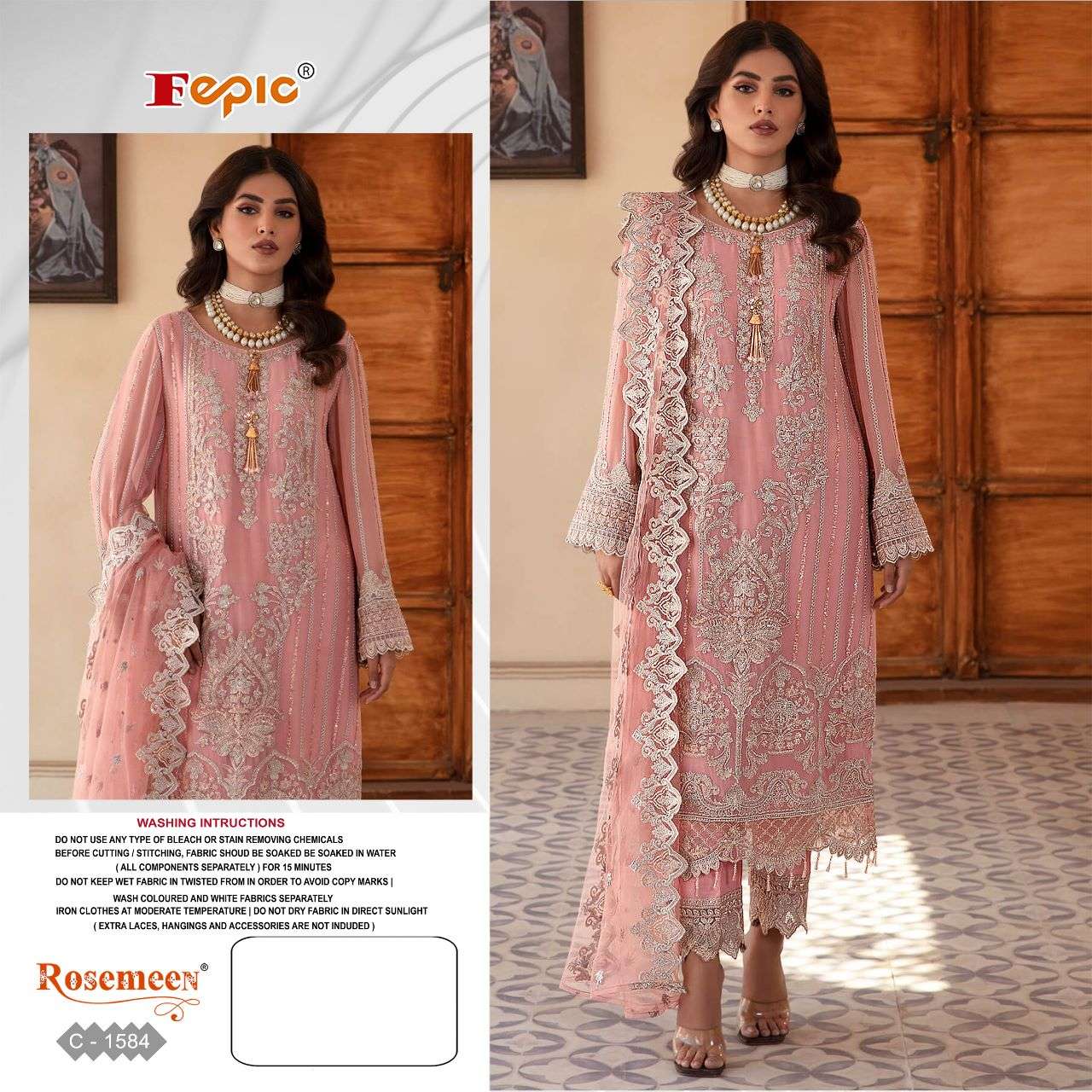 ROSEMEEN C-1584 COLOURS BY FEPIC 1584-A TO 1584-C SERIES GEORGETTE WORK PAKISTANI DRESSES