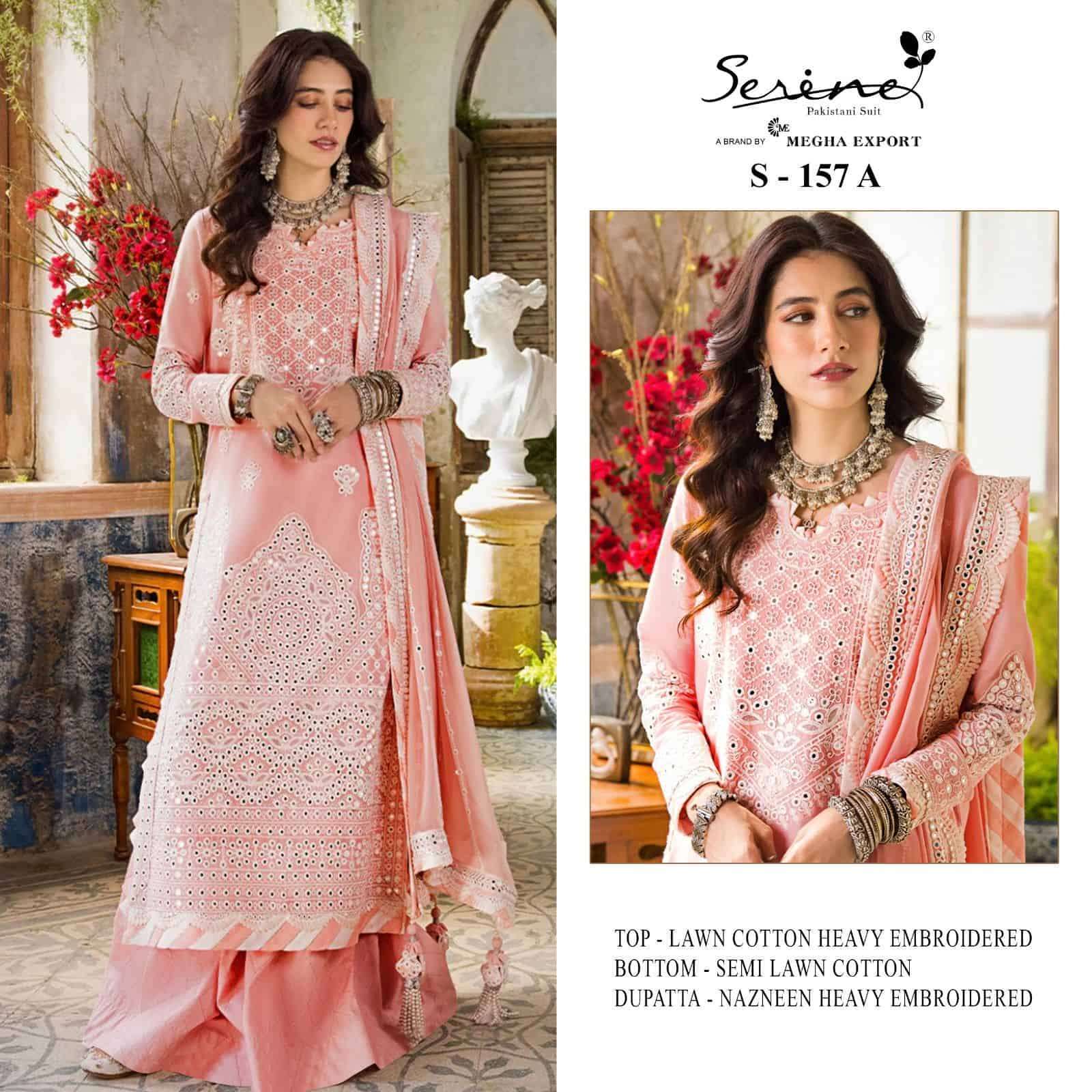 S-157 COLOURS BY SERINE 157-A TO 157-D SERIES COTTON EMBROIDERY PAKISTANI DRESSES