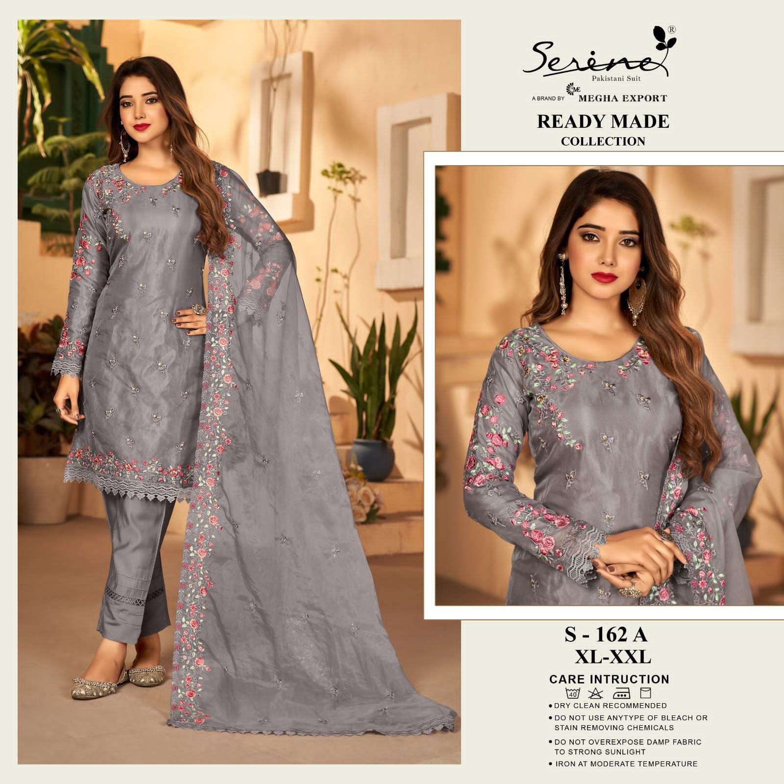 S-162 COLOURS BY SERINE 162-A TO 162-D SERIES ORGANZA EMBROIDERY STITCHED PAKISTANI DRESSES