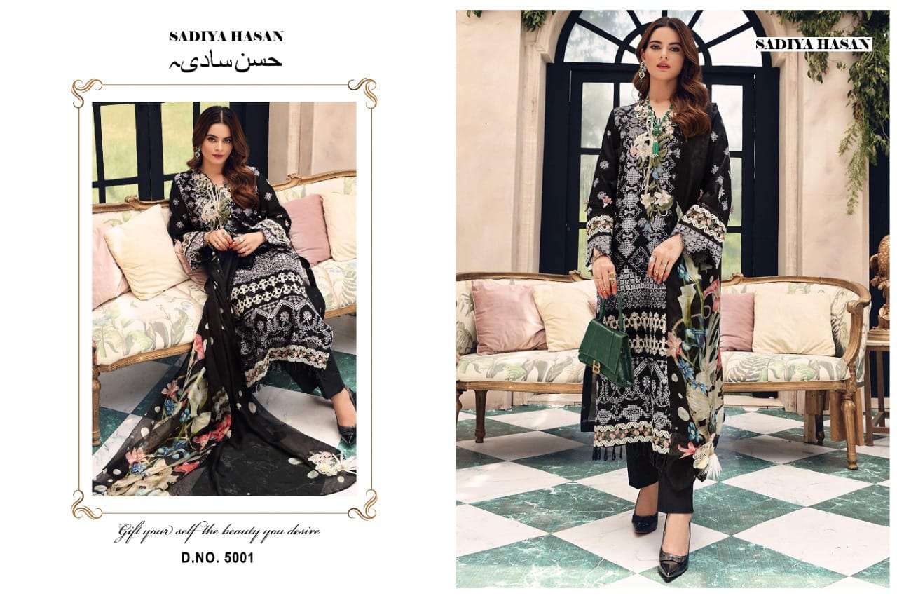 SADIYA HASAN 5001 BY AQSAWHOLESALE PURE CAMBRIC COTTON WORK PAKISTANI DRESS