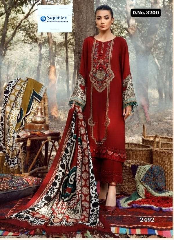 SAPPHIRE 3200 HIT BY AQSAWHOLESALE RAYON COTTON EMBROIDERY PAKISTANI DRESS