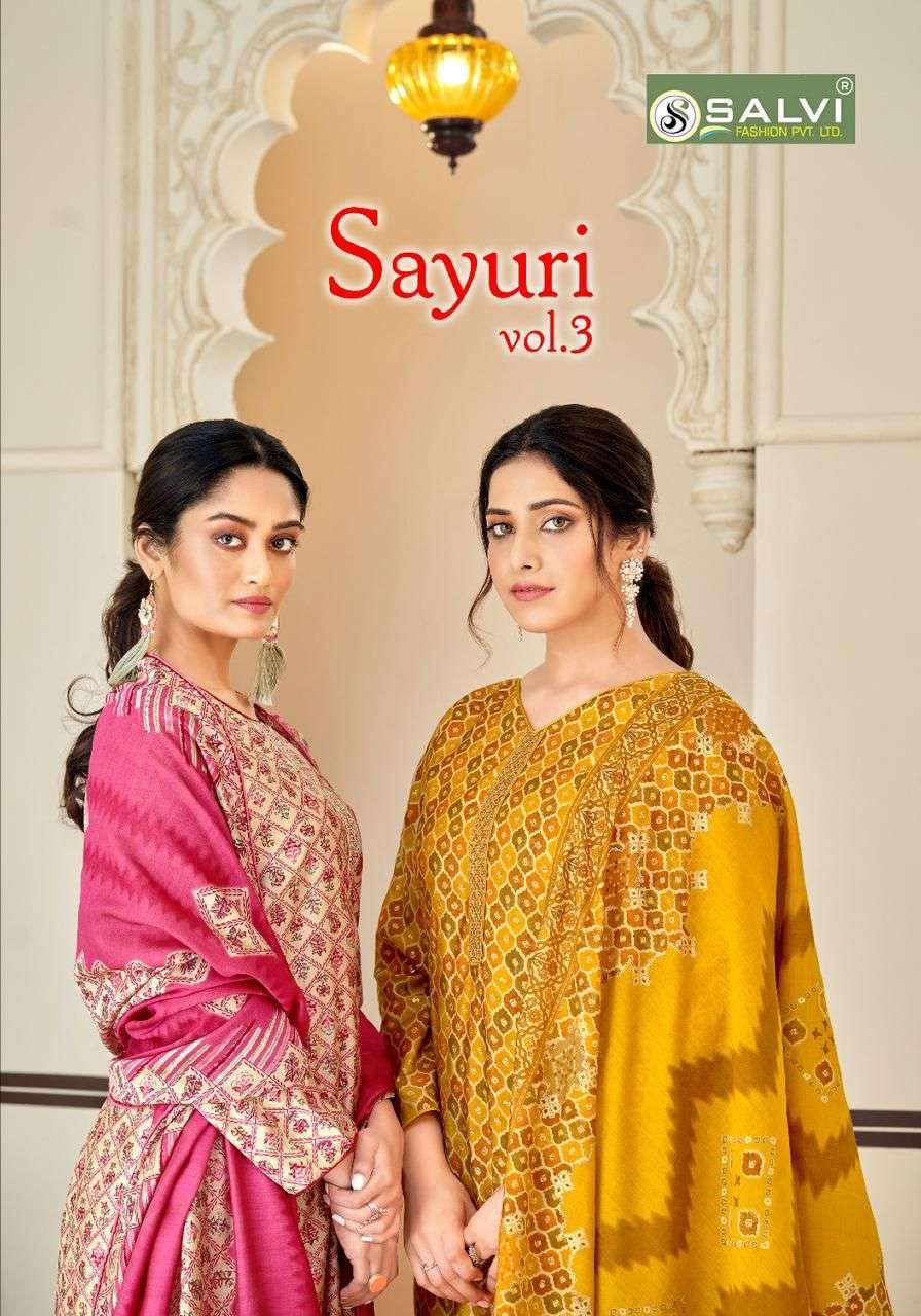 SAYURI VOL-3 BY SALVI FASHION 3001 TO 3008 SERIES MODAL SILK EMBROIDERY WORK DRESSES