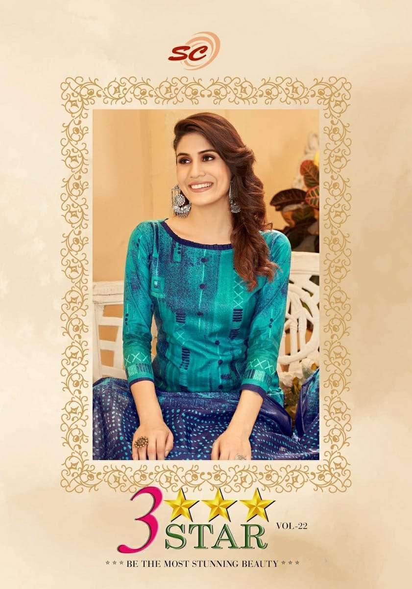 SC 3 STAR VOL-22 BY AQSAWHOLESALE 2201 TO 2212 SERIES PURE COTTON PRINT DRESSES