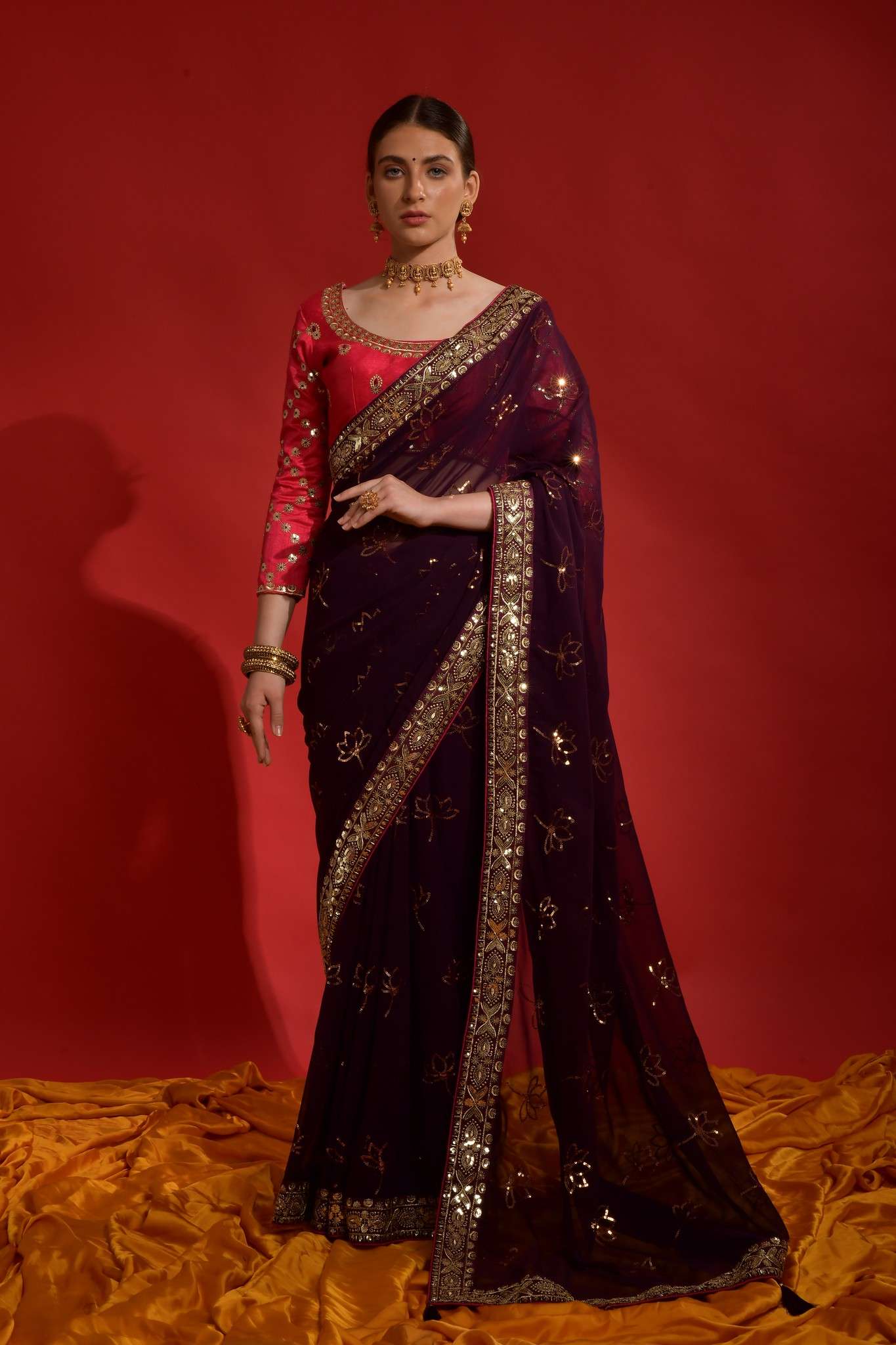 SEQUENCE VOL-27 BY AQSAWHOLESALE GEORGETTE SEQUENCE CODDING WORK SAREE