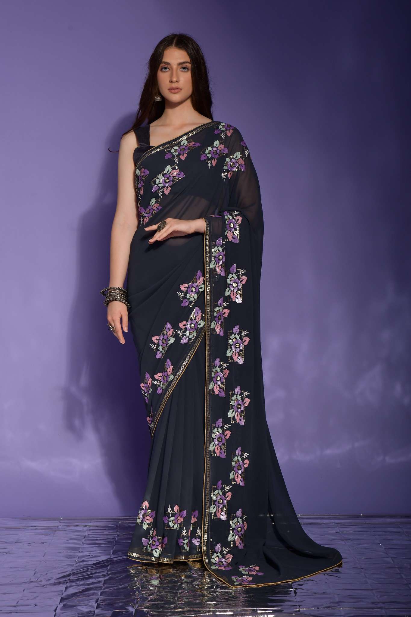 SEQUENCE VOL-29 BY AQSAWHOLESALE GEORGETTE SEQUENCE WORK SAREE