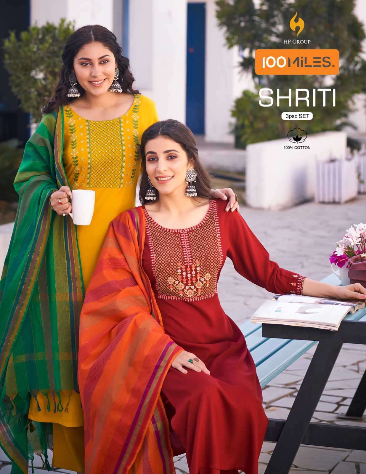 SHRITI BY 100 MILES 01 TO 04 SERIES COTTON SLUB EMBROIDERY READYMADE DRESSES