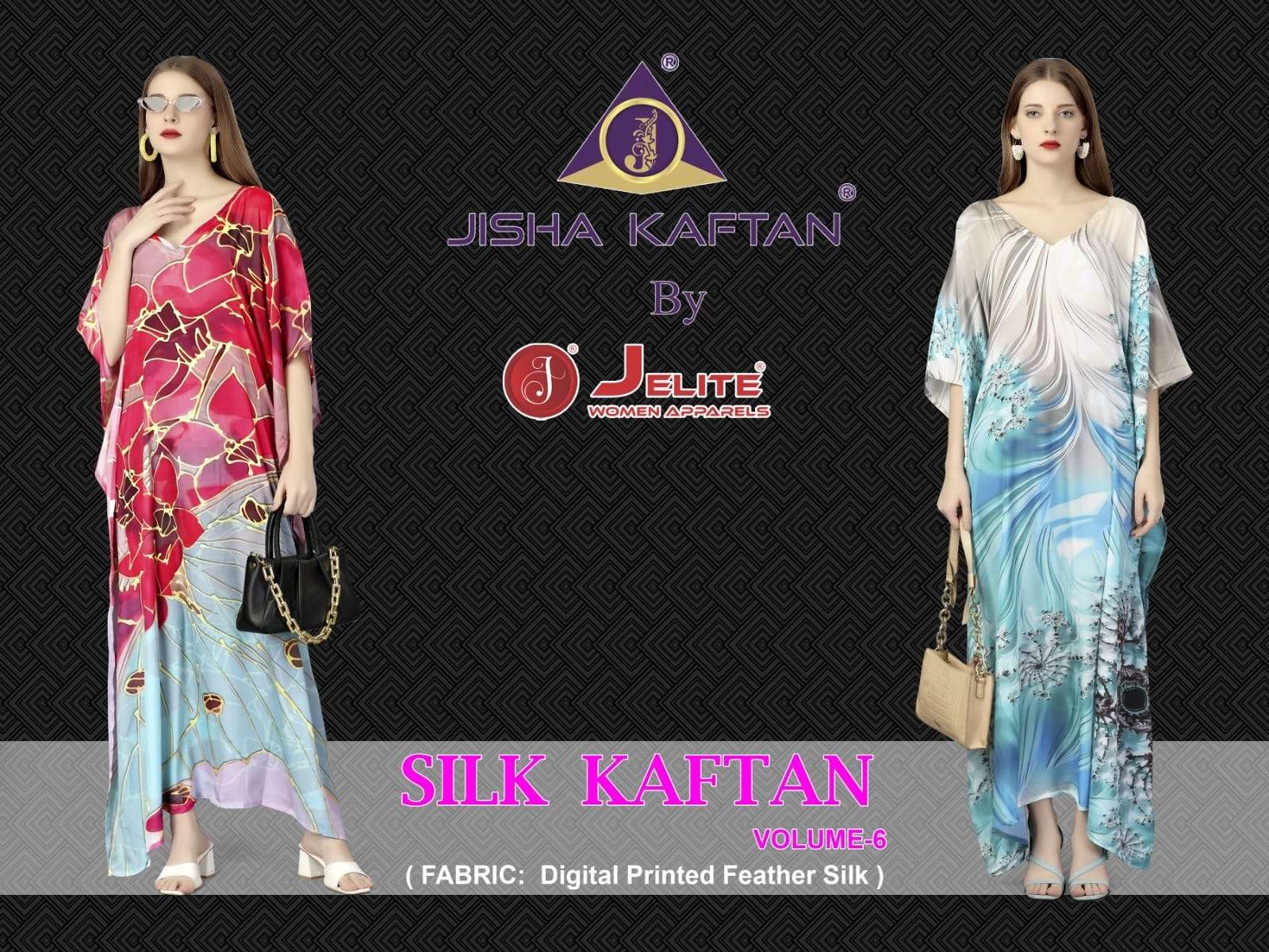 SILK KAFTAN VOL-6 BY JISHA KAFTAN 141 TO 148 SERIES FANCY SILK PRINT KAFTANS