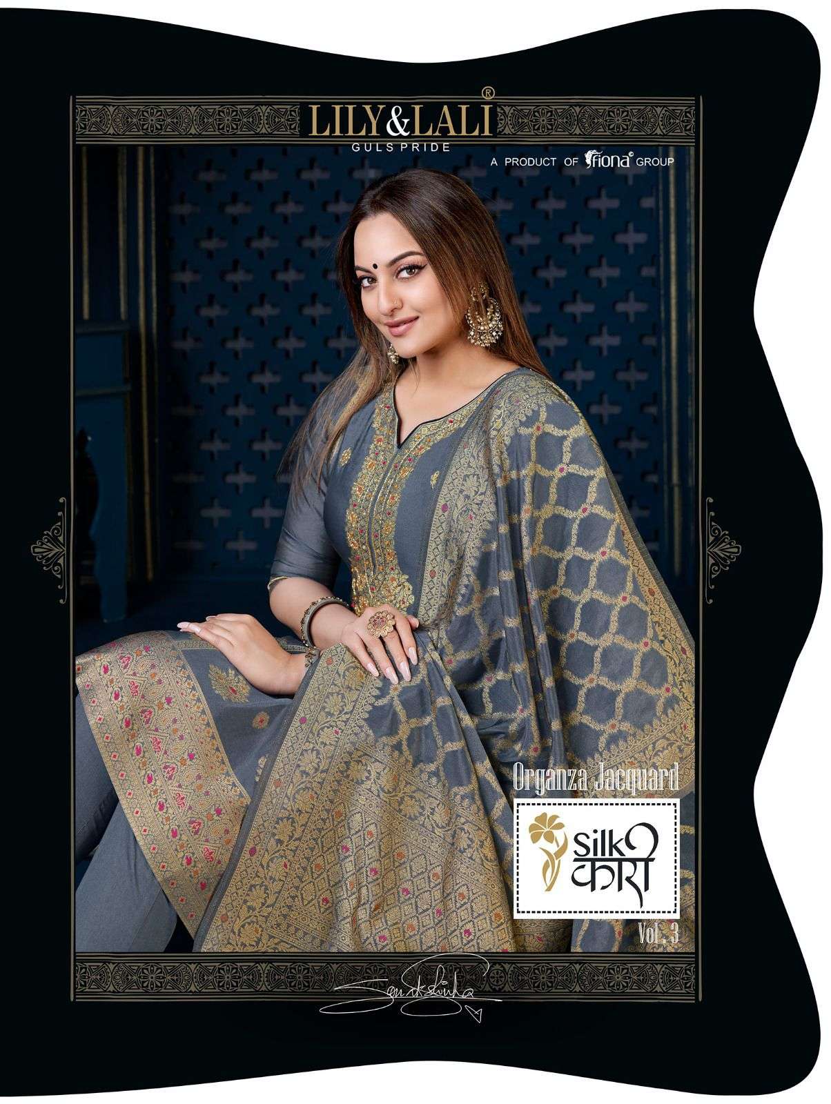 SILK KARI VOL-3 BY LILY & LALI 12401 TO 12408 SERIES ORGANZA JACQAURD WORK READYMADE DRESSES