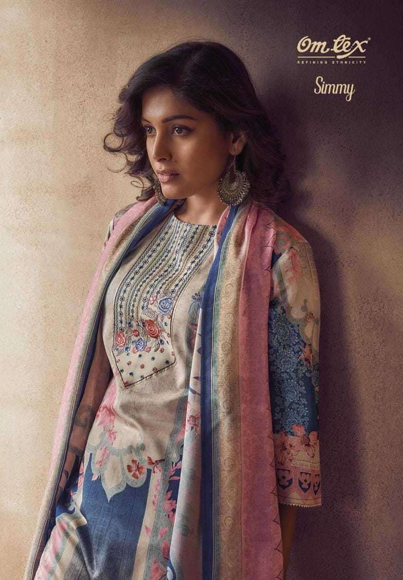 SIMMY BY OMTEX 2241-A TO 241-D SERIES COTTON SATIN WORK PAKISTANI PRINT SUITS