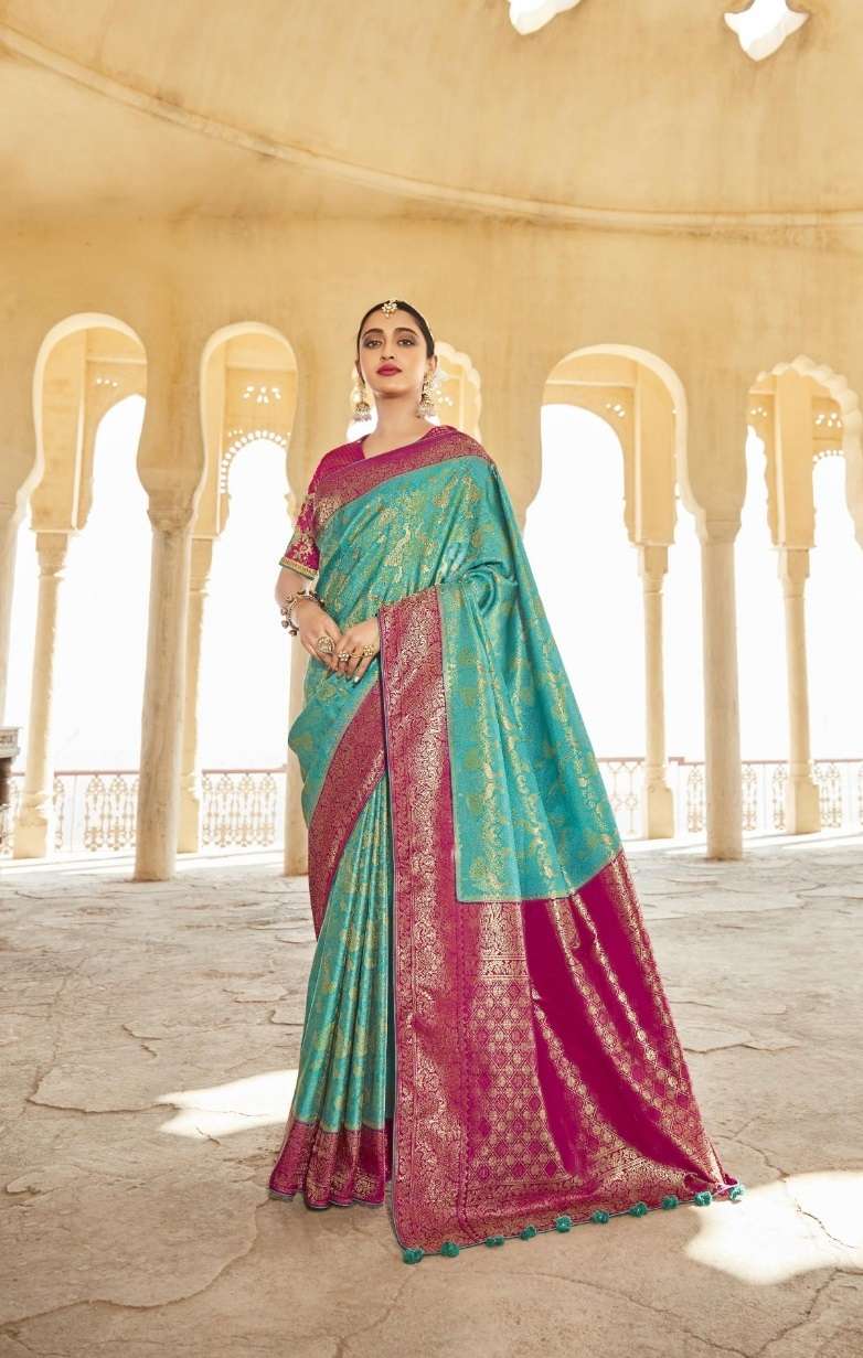 SINDHURI KANJIVARAM BY KIMORA 92 TO 100 SERIES SILK HEAVY WORK SAREES