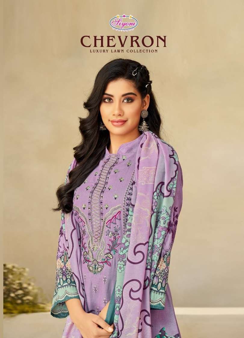 SIYONI CHEVRON BY AQSAWHOLESALE 54001 TO 54008 SERIES LAWN PRINT EMBROIDERY DRESSES