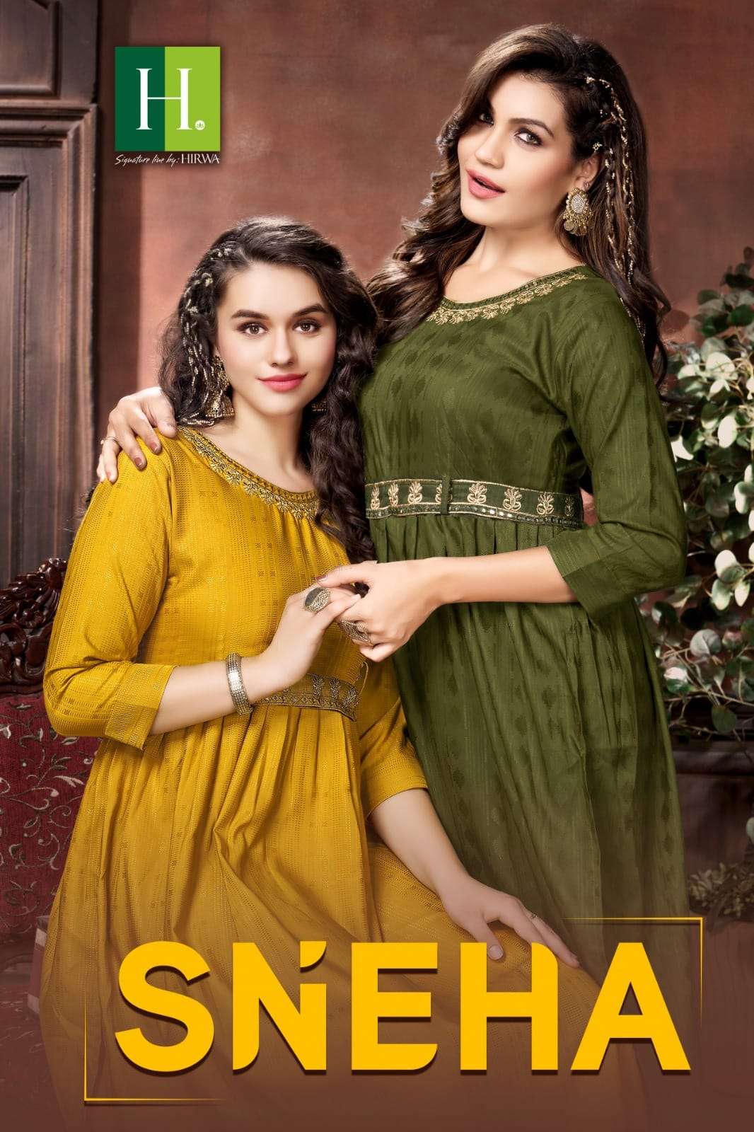 SNEHA BY H DOT 101 TO 106 SERIES VISCOSE RAYON EMBROIDERY WORK KURTIS