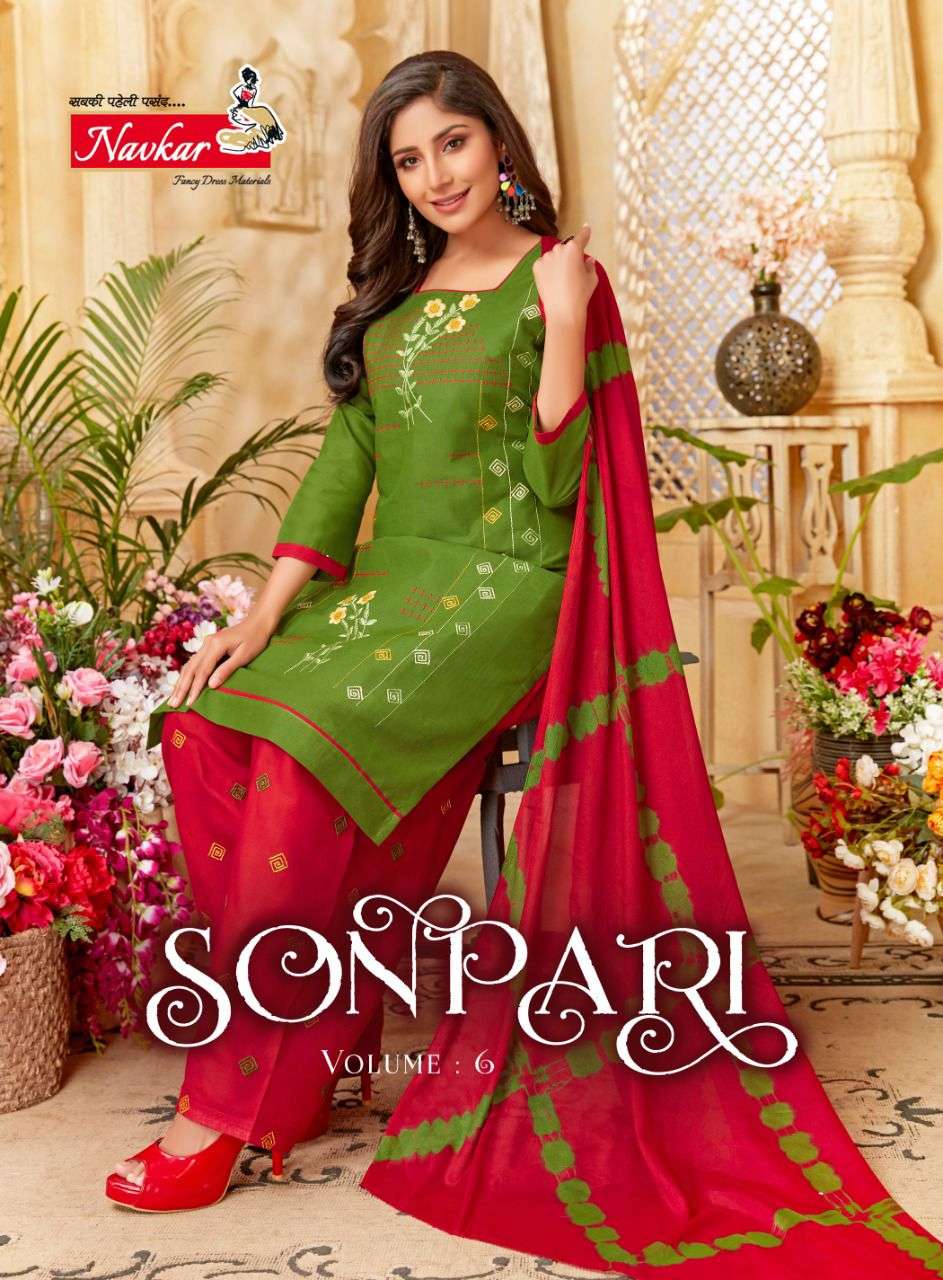 SONPARI VOL-6 BY NAVKAR 601 TO 610 SERIES LAWN COTTON EMBROIDERY READYMADE DRESSES