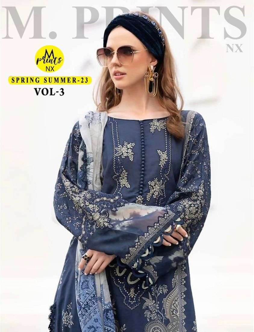 SPRING SUMMER 23 VOL-3 BY HAZZEL 3001 TO 3003 SERIES COTTON EMBROIDERY PAKISTANI DRESSES