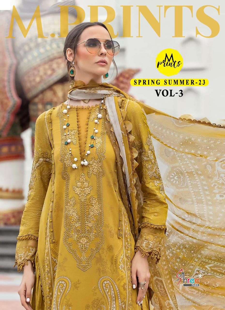 SPRING SUMMER 23 VOL-3 BY SHREE FABS 3193 TO 3200 SERIES COTTON EMBROIDERY PAKISTANI DRESSES