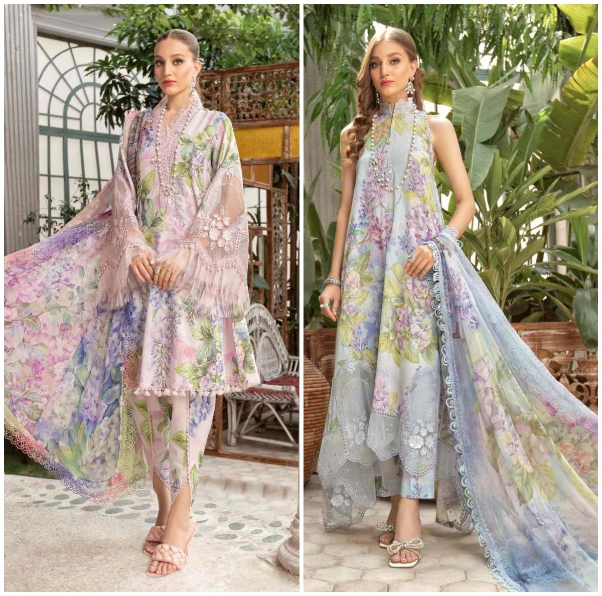 SPRING SUMMER 3331 & 3332 BY DEEPSY SUITS COTTON PRINT WORK PAKISTANI DRESSES