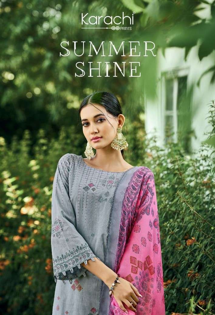 SUMMER SHINE BY KARACHI PRINTS 1001 TO 1006 SERIES PURE CAMBRIC PRINT DRESSES