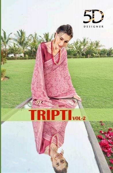 TRIPTI VOL-2 BY 5D DESIGNER 4281 TO 4288 SERIES CHIFFON FOIL PRINT SAREES