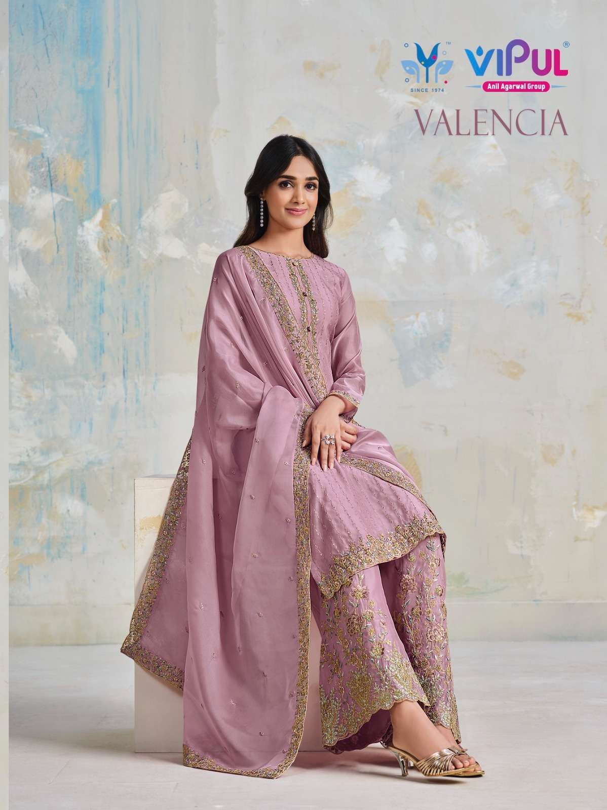 VALENCIA BY VIPUL 5181 TO 5186 SERIES SOFT ORGANZA EMBRODIERY WORK DRESSES