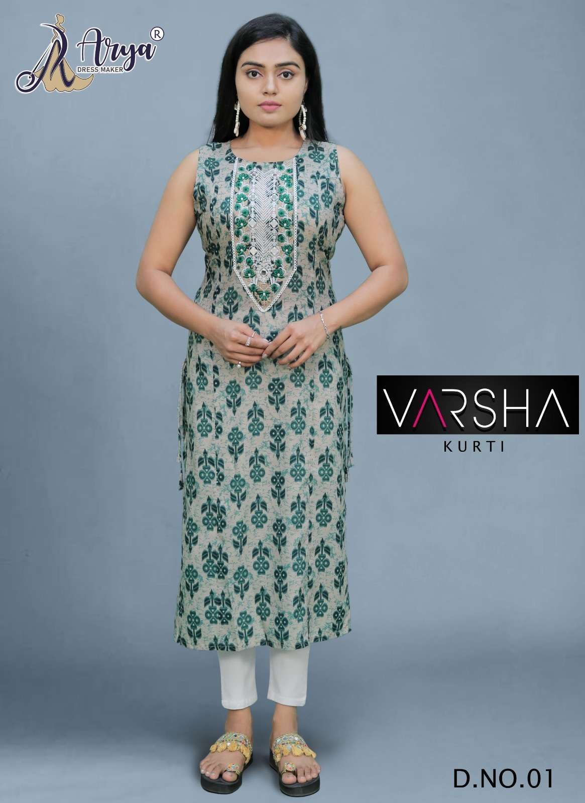 VARSHA BY ARYA DRESS MAKER 01 TO 04 SERIES MUSLIN PRINT KURTI AND LEGGINGS