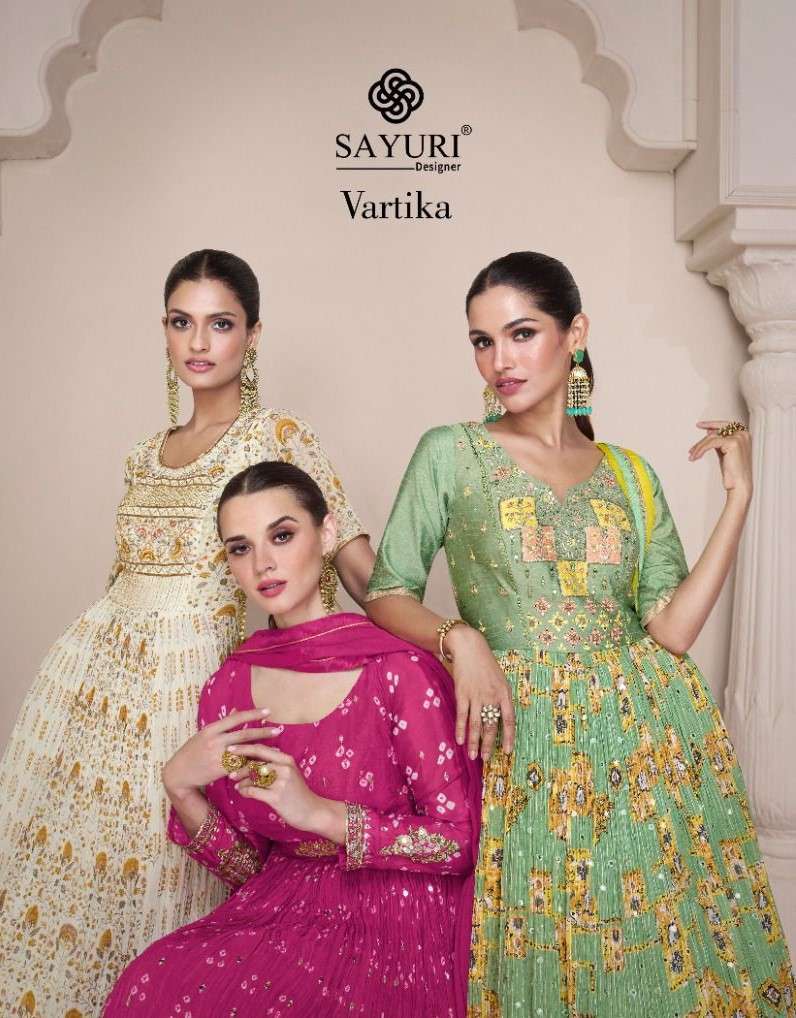 VARTIKA BY SAYURI 5283 TO 5285 SERIES GEORGETTE SILK EMBROIDERY GOWN & DUPATTAS