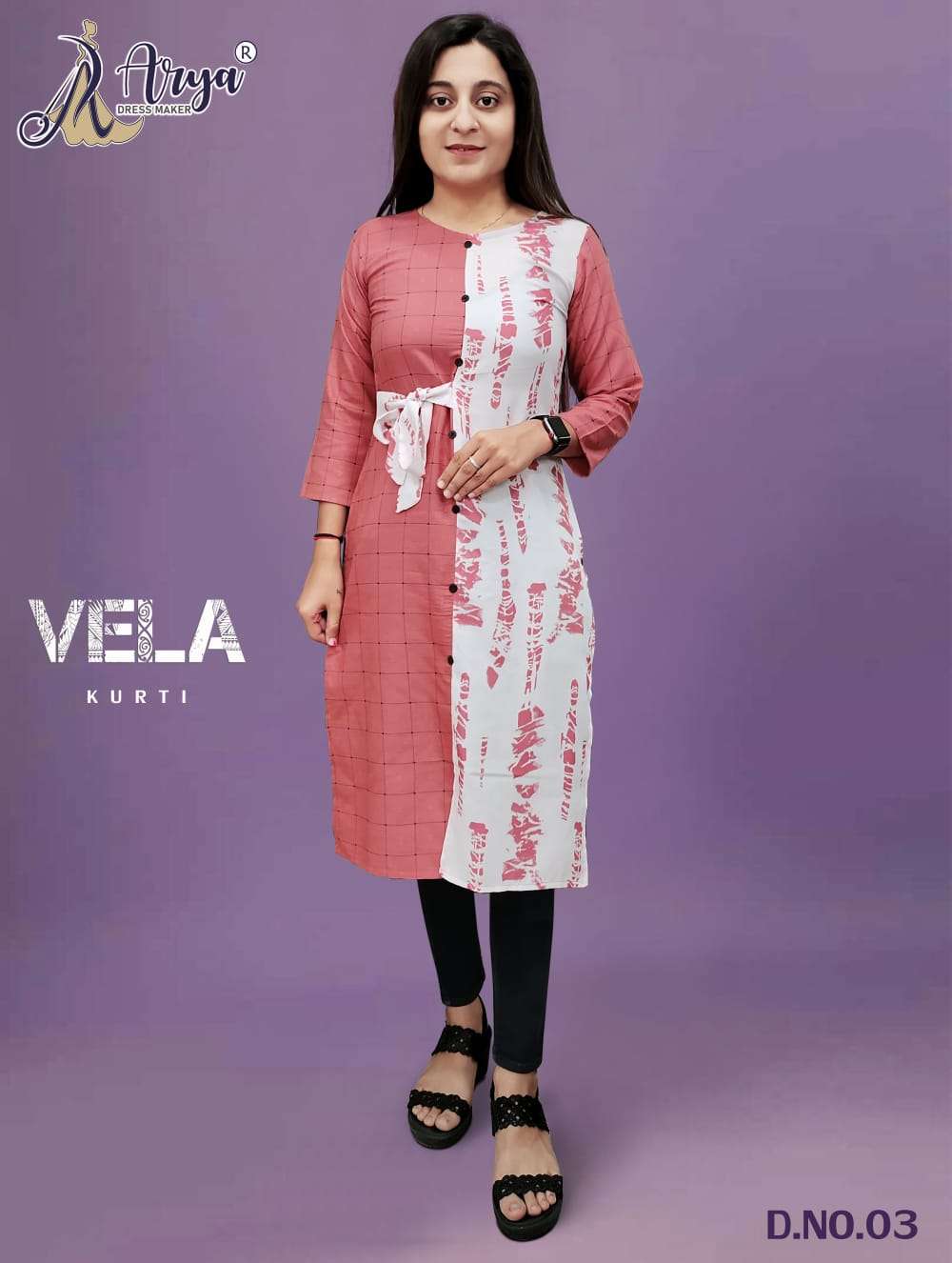 VELA KURTI BY ARYA DRESS MAKER 01 TO 04 SERIES POLY RAYON PRINT WORK KURTIS