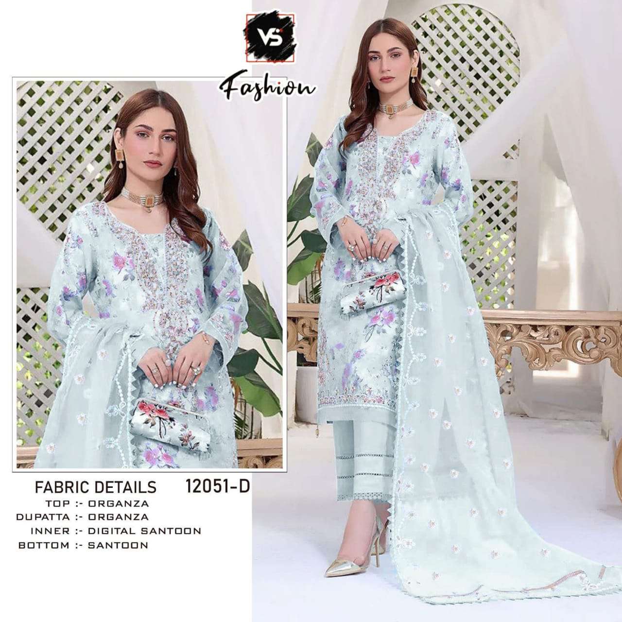 VS-15021 COLOURS BY VS FASHIION 15021-D TO 12051-L SERIES ORGANZA WORK PAKISTANI DRESSES