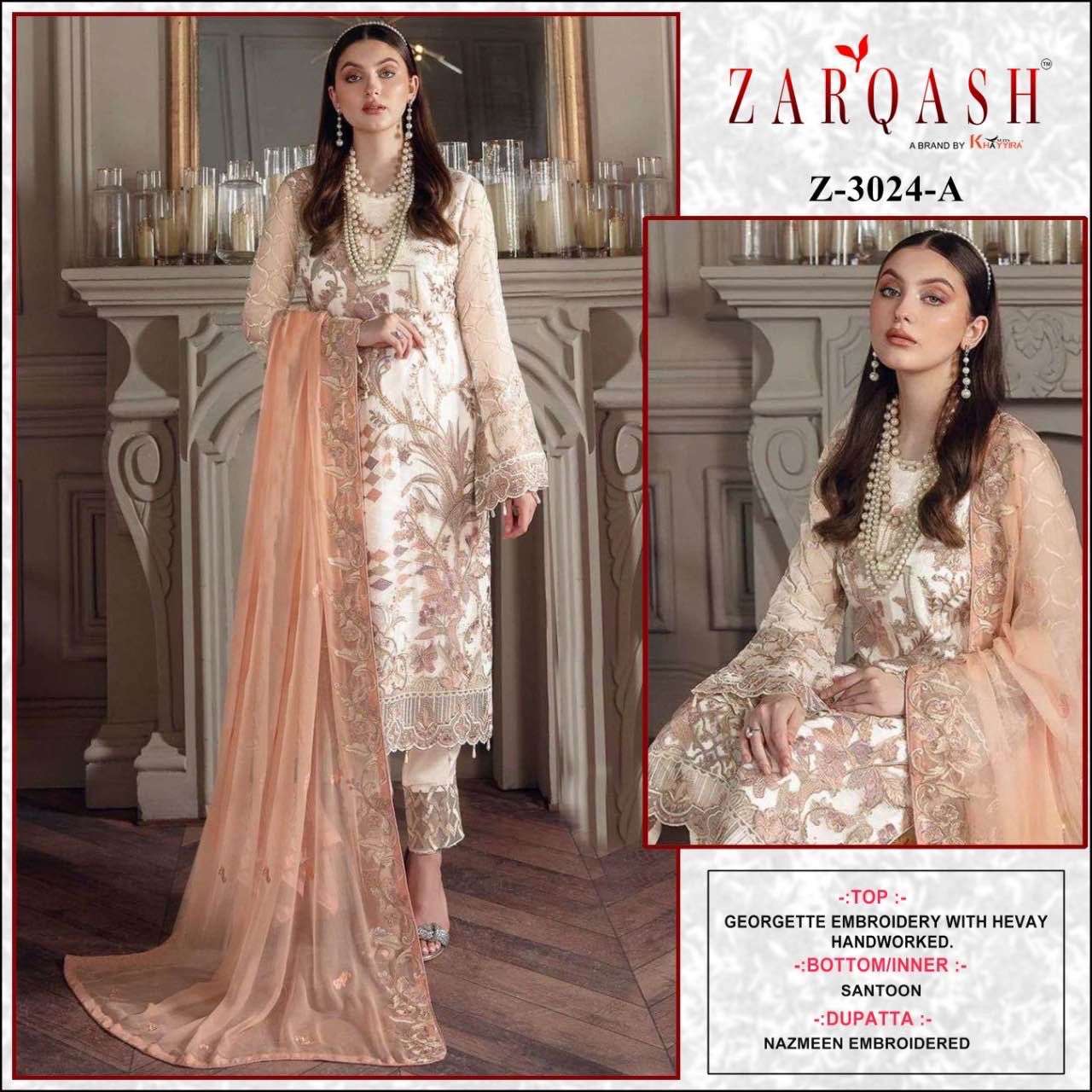 Z-3024 COLOURS BY ZARQASH 3024-A TO 3024-D SERIES GEORGETTE WORK PAKISTANI DRESSES