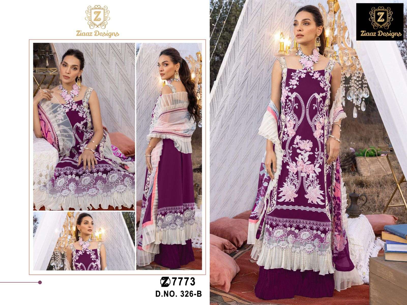 Z-326 COLOURS BY ZIAAZ DESIGNS RAYON EMBROIDERY WORK PAKISTANI DRESSES