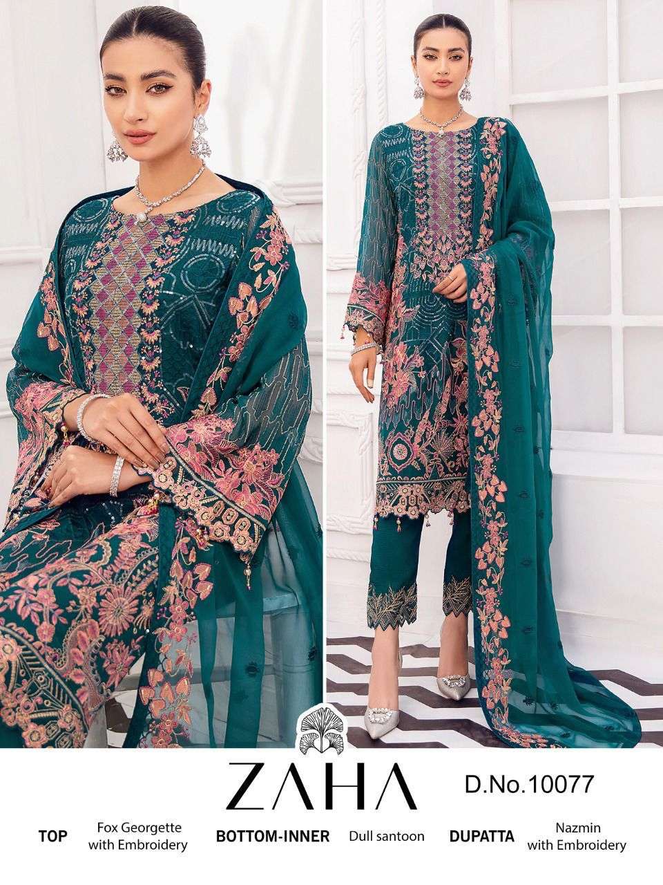 ZAHA 10077 HIT DESIGN BY ZAHA GEORGETTE EMBROIDERY WORK PAKISTANI DRESS